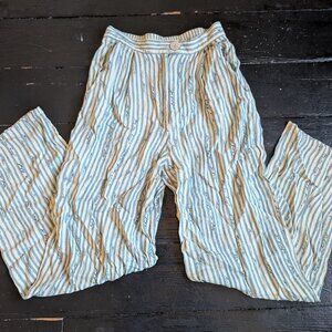 vintage david dart collection high rise linen striped calligraphy pants (small)